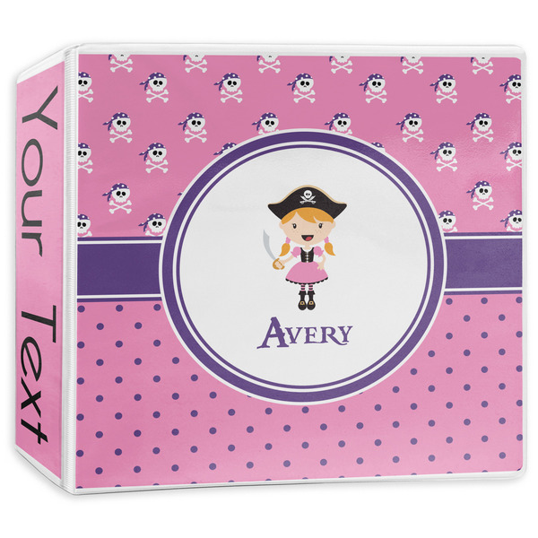 Custom Pink Pirate 3-Ring Binder - 3 inch (Personalized)