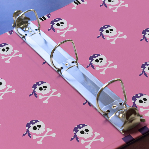 Pink Pirate 3 Ring Binders - Full Wrap - 1" - DETAIL