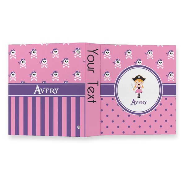 Pink Pirate 3 Ring Binders - Full Wrap - 1" - OPEN OUTSIDE