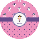 Pink Pirate Multipurpose Round Labels - 5" (Personalized)