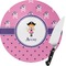 Pink Pirate Round Glass Cutting Board - Small (Personalized)