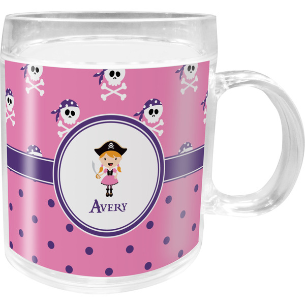 Custom Pink Pirate Acrylic Kids Mug (Personalized)