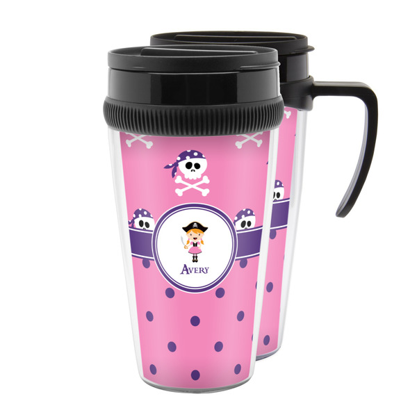Custom Pink Pirate Acrylic Travel Mug (Personalized)