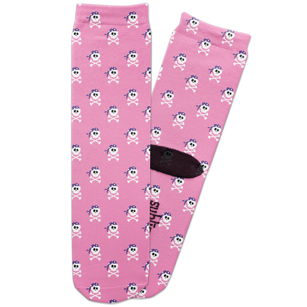 Custom Pink Pirate Adult Crew Socks