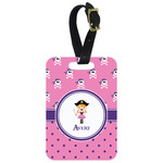 Pink Pirate Metal Luggage Tag w/ Name or Text