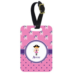 Pink Pirate Metal Luggage Tag w/ Name or Text
