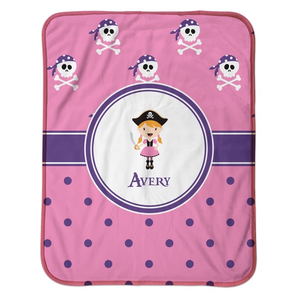 Pink Pirate Baby Sherpa Blanket - Flat