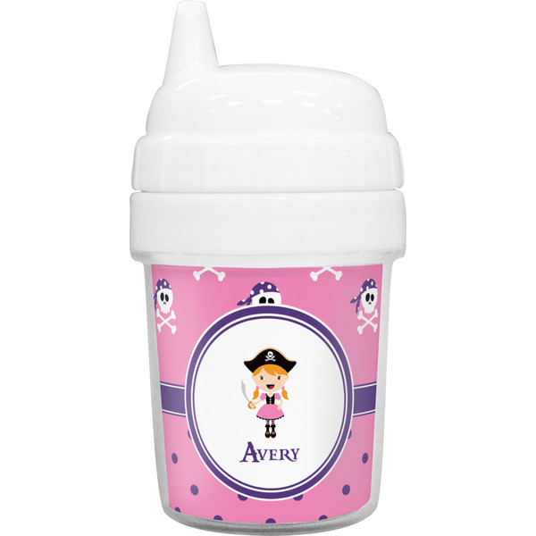 Custom Pink Pirate Baby Sippy Cup (Personalized)