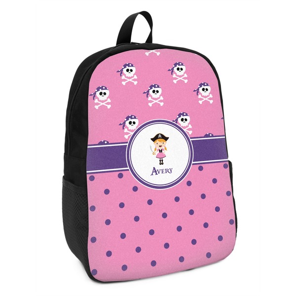 Custom Pink Pirate Kids Backpack (Personalized)
