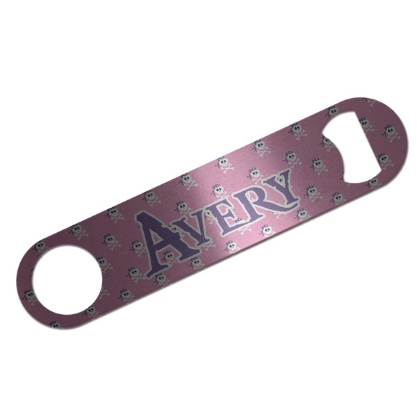 Custom Pink Pirate Bar Bottle Opener - Silver w/ Name or Text