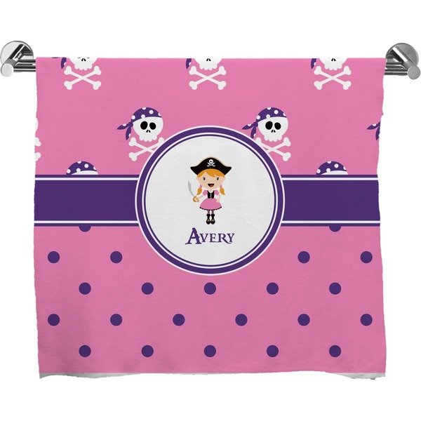 Custom Pink Pirate Bath Towel (Personalized)