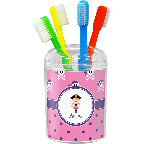 Custom Pink Pirate Toothbrush Holder (Personalized)