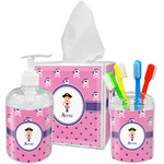 Pink Pirate Acrylic Bathroom Accessories Set w/ Name or Text