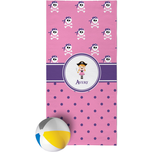 Custom Pink Pirate Beach Towel (Personalized)