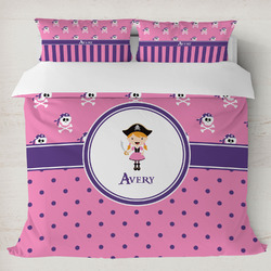 Pink Pirate Duvet Cover Set - King (Personalized)