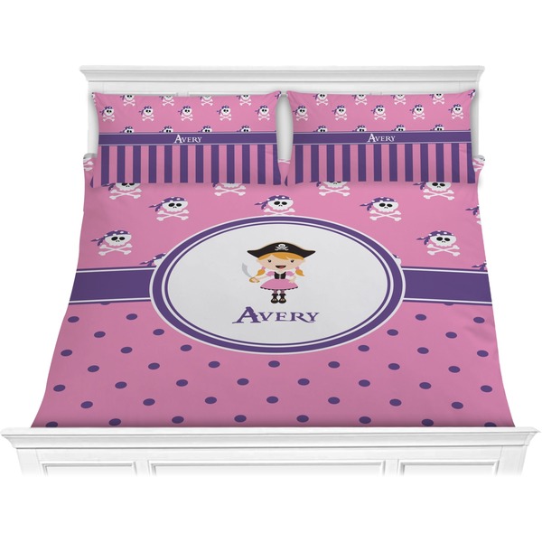 Custom Pink Pirate Comforter Set - King (Personalized)