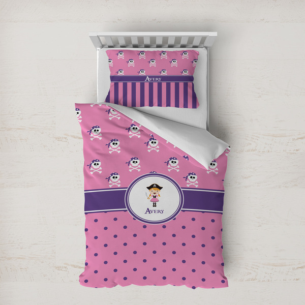 Custom Pink Pirate Duvet Cover Set - Twin XL (Personalized)