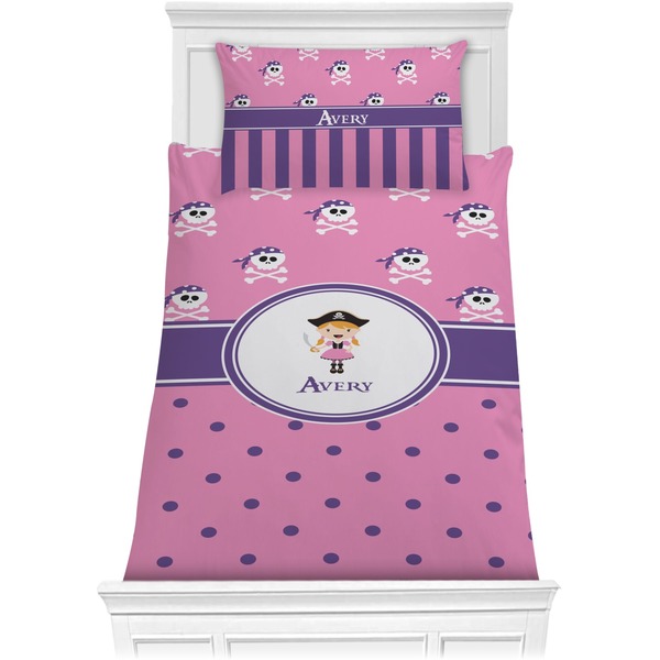 Custom Pink Pirate Comforter Set - Twin (Personalized)