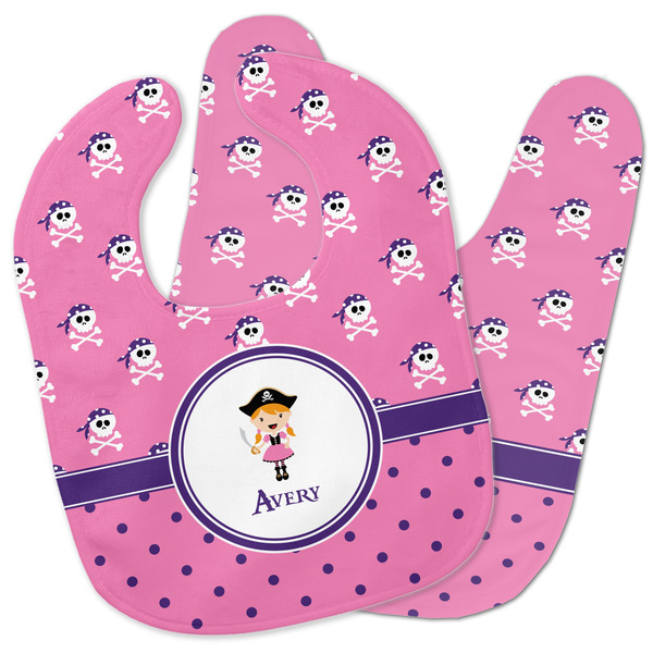 Custom Pink Pirate Baby Bib w/ Name or Text