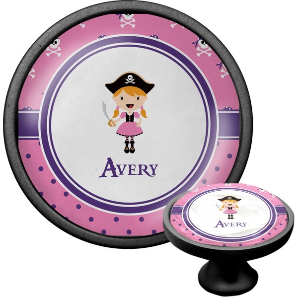Custom Pink Pirate Cabinet Knob (Black) (Personalized)