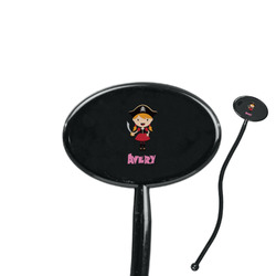 Pink Pirate 7" Oval Plastic Stir Sticks - Black - Single Sided (Personalized)