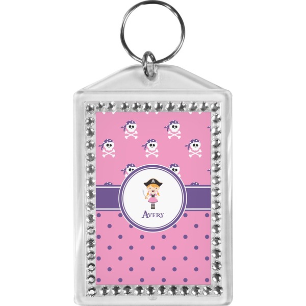 Custom Pink Pirate Bling Keychain (Personalized)