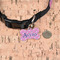 Pink Pirate Bone Shaped Dog ID Tag - Small - In Context