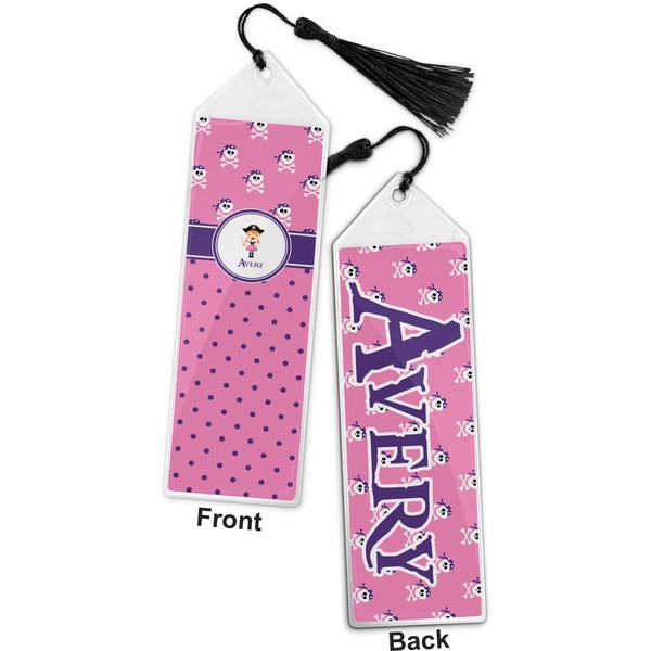 Pink Pirate Bookmark with tassel - Front and Back