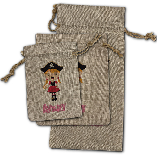 Pink Pirate Burlap Gift Bags - (PARENT MAIN) All Three
