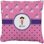 Pink Pirate Faux-Linen Throw Pillow 16" (Personalized)