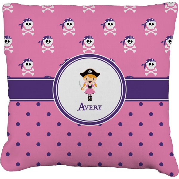 Custom Pink Pirate Faux-Linen Throw Pillow 16" (Personalized)