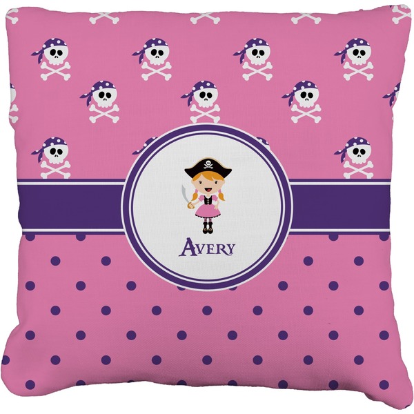 Custom Pink Pirate Faux-Linen Throw Pillow 18" (Personalized)