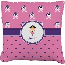 Pink Pirate Faux-Linen Throw Pillow 20" (Personalized)