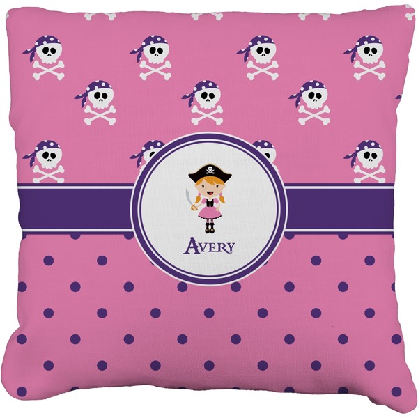 Custom Pink Pirate Faux-Linen Throw Pillow 20" (Personalized)
