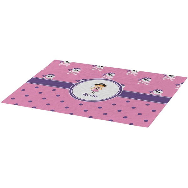 Pink Pirate Burlap Placemat (Angle View)