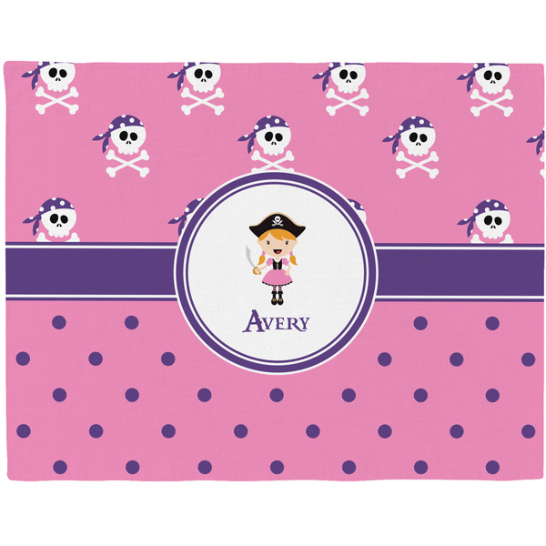 Custom Pink Pirate Woven Fabric Placemat - Twill w/ Name or Text