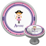 Pink Pirate Cabinet Knob (Silver) (Personalized)