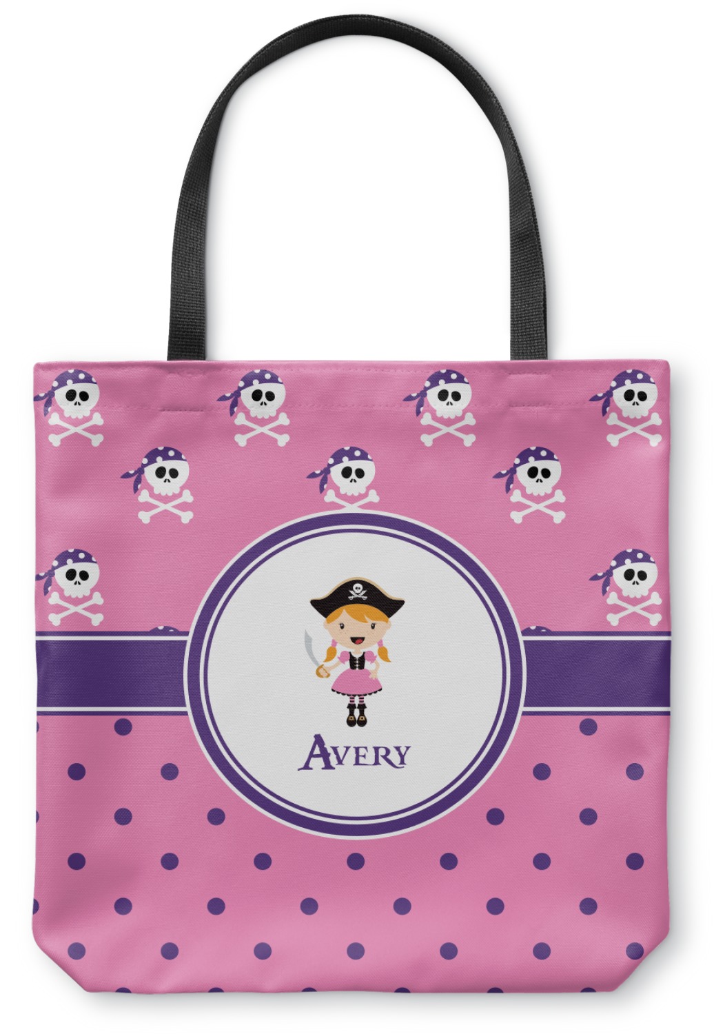 Custom Pink Pirate Canvas Tote Bag (Personalized) YouCustomizeIt