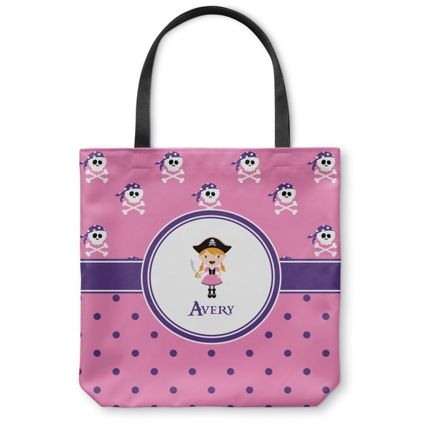 Custom Pink Pirate Canvas Tote Bag - Large - 18"x18" (Personalized)