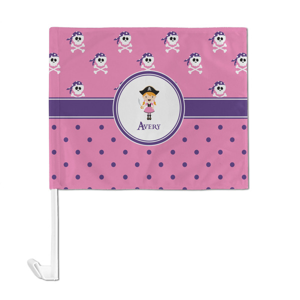 Pink Pirate Car Flag - Large - FRONT