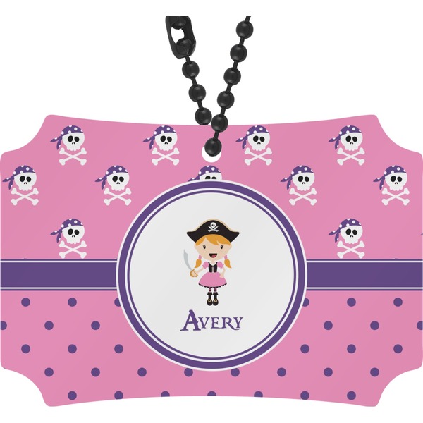 Custom Pink Pirate Rear View Mirror Ornament (Personalized)