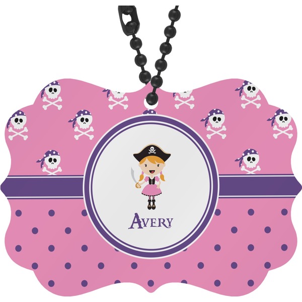 Custom Pink Pirate Rear View Mirror Decor (Personalized)