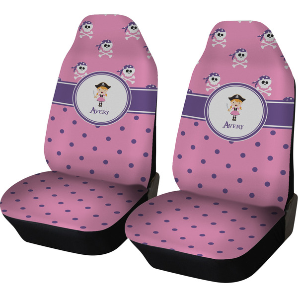 Custom Pink Pirate Car Seat Covers (Set of Two) (Personalized)