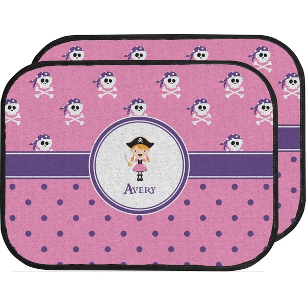 Custom Pink Pirate Car Floor Mats (Back Seat) (Personalized)