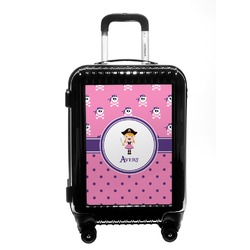Pink Pirate Carry On Hard Shell Suitcase (Personalized)