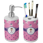 Pink Pirate Ceramic Bathroom Accessories Set (Personalized)