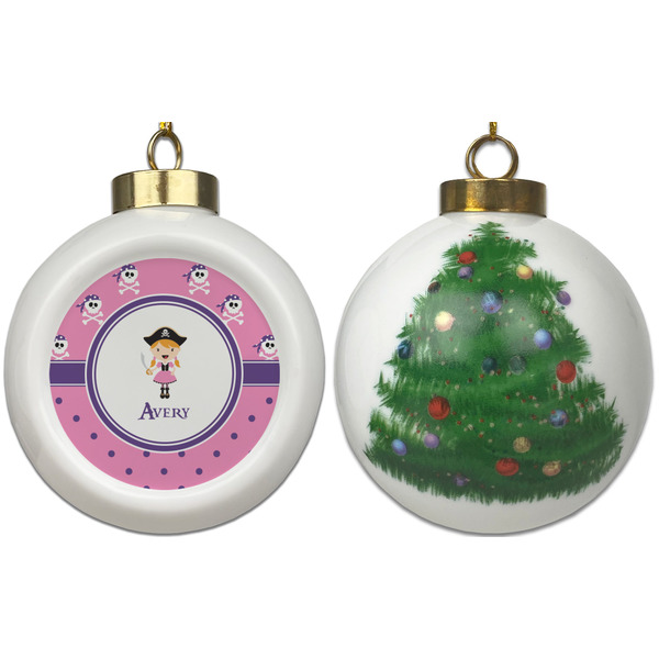 Pink Pirate Ceramic Christmas Ornament - X-Mas Tree (APPROVAL)