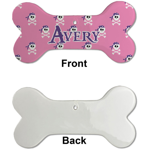 Pink Pirate Ceramic Flat Ornament - Bone Front & Back Single Print (APPROVAL)