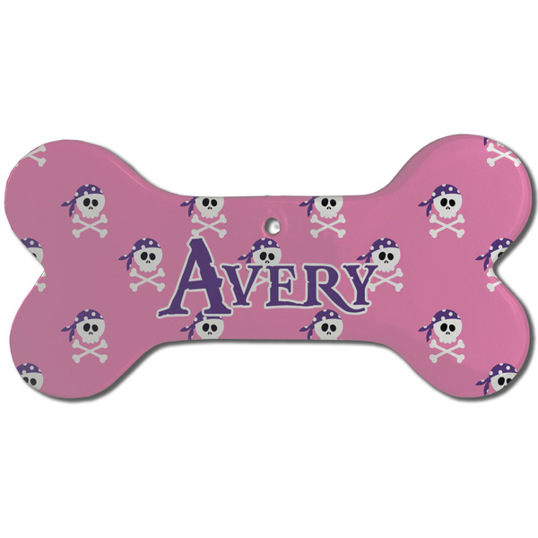 Pink Pirate Ceramic Flat Ornament - Bone Front