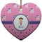 Pink Pirate Ceramic Flat Ornament - Heart (Front)